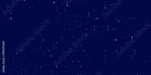 Digital glowing pixels matrix pattern on dark blue background. Abstract backdrop of glittering dots for FinTech presentation, blockchain or data scientist concept. Vector illustration.
