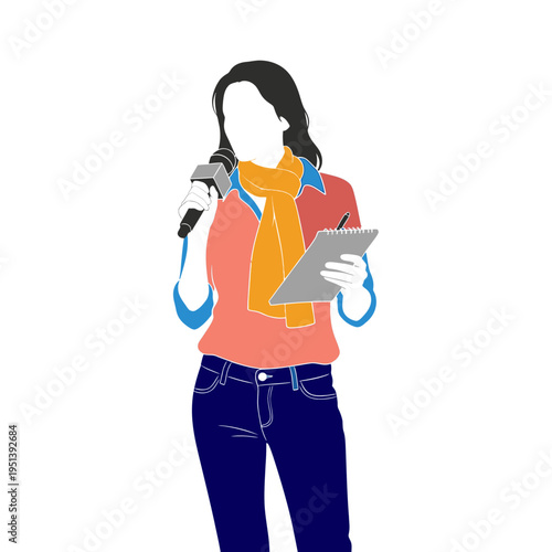 A female live news reporter breaking news update broadcast journalism, Vector and PNG -Generative AI