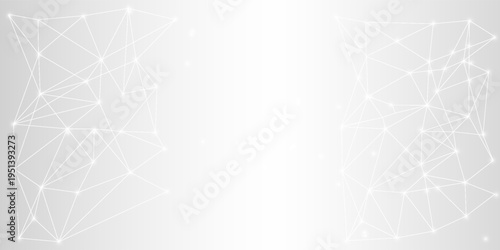 Website header or banner design with abstract polygonal background and connecting dots and lines. Global network connection. Digital technology with plexus background