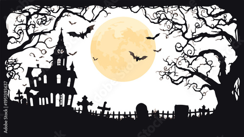 Halloween background Frame with haunted house