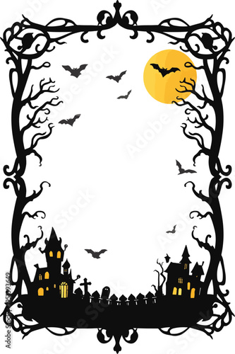 Halloween background Frame with haunted house