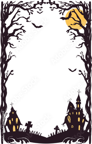 Halloween background Frame with haunted house