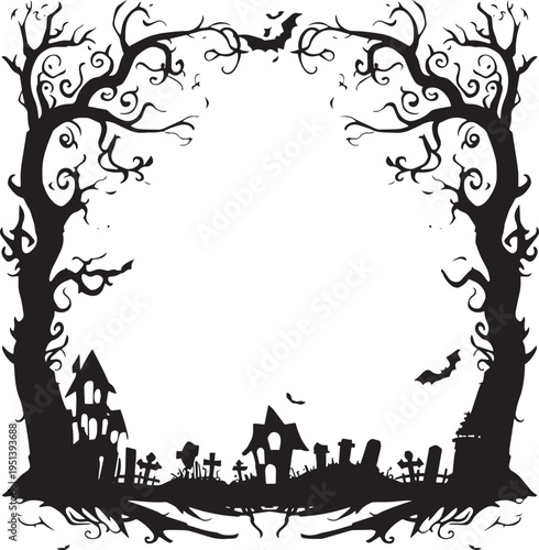 Halloween background Frame with haunted house