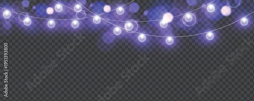 The Christmas garlands are available in a transparent vector background format. This set of Christmas glowing garlands is suitable for use in advertising invitations, web banners and postcards.