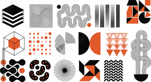 Modern abstract geometric shapes and various patterns ideal for creative design applications and digital projects