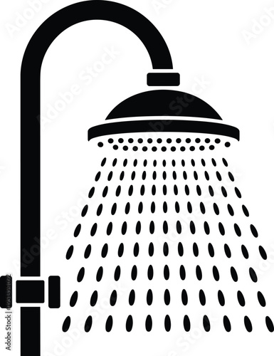 Shower Head Spraying Water Droplets Bathroom Fixture Icon