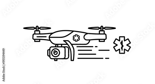Medical Drone Delivering Emergency Aid Symbol Technology.