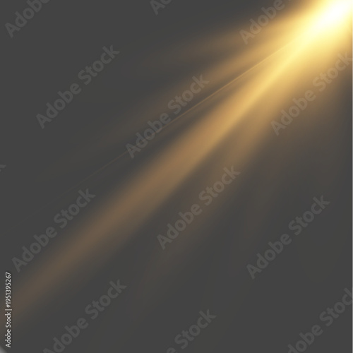 Warm Golden Sun Rays Fanning Out from Corner on Dark Background