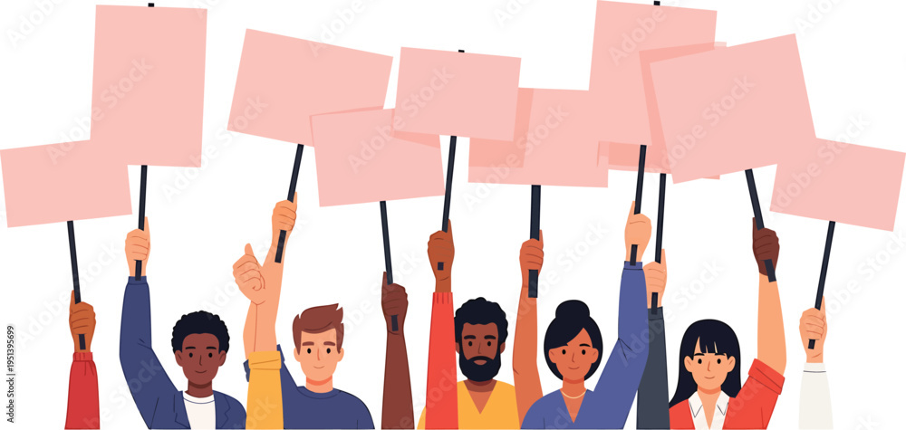 Fototapeta premium Diverse People Holding Protest Signs