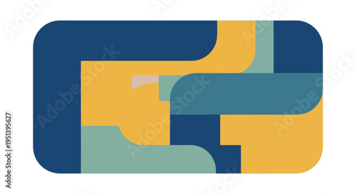 Abstract Geometric Shapes in Blue Yellow.