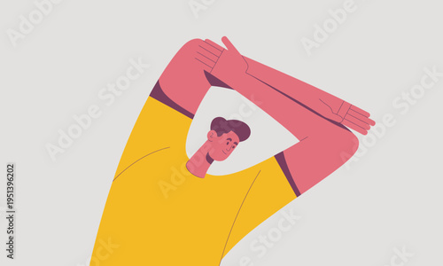 Man Relaxing with Hands Behind Head Vector Illustration