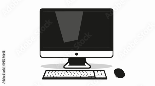 Modern computer desktop vector illustration with keyboard and mouse design