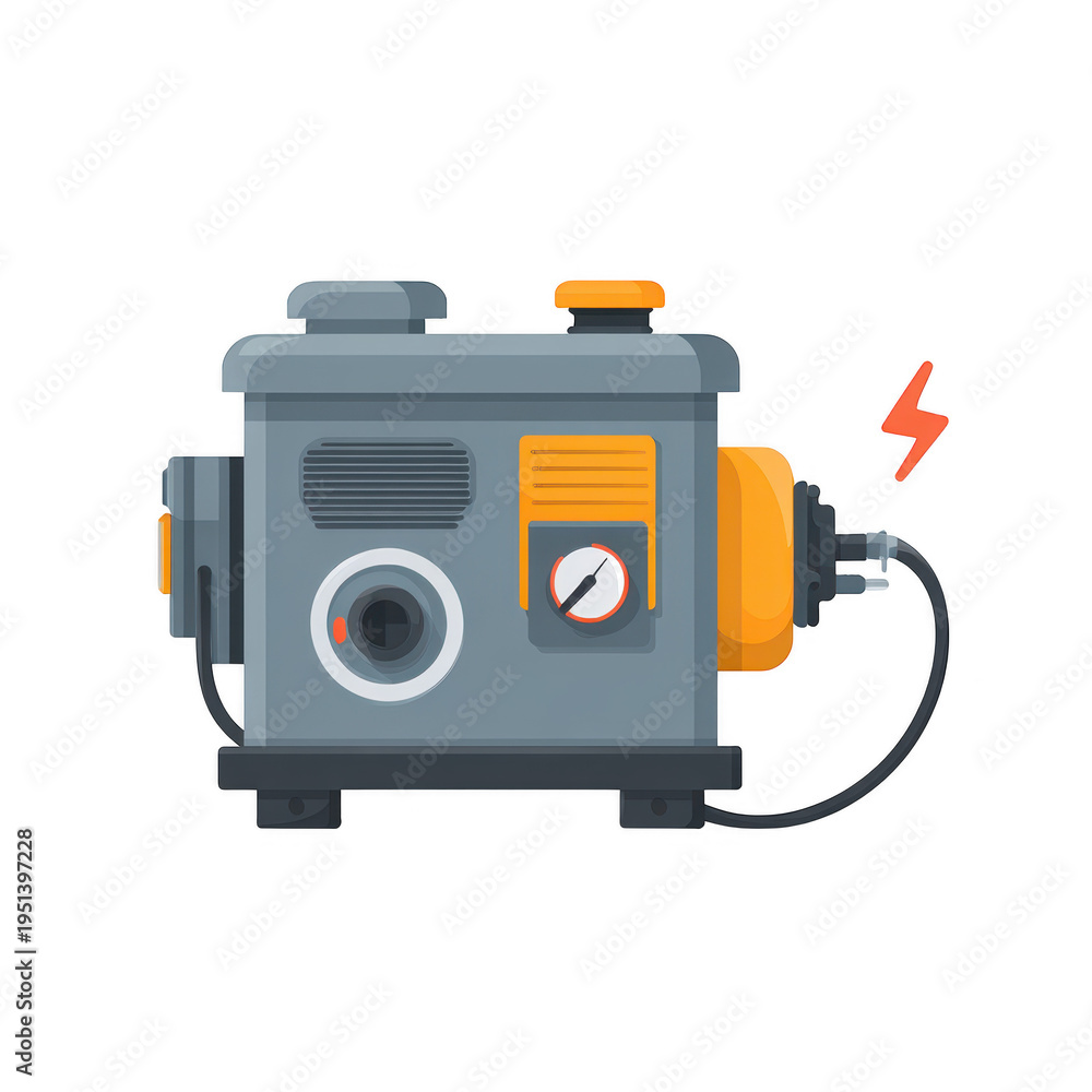 Fototapeta premium Modern industrial electric pump with pressure gauge and power indicator
