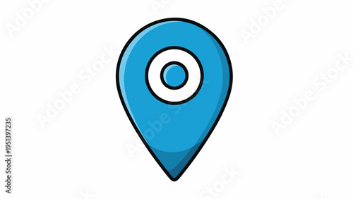 Blue Map Pin Icon with Target Symbol.