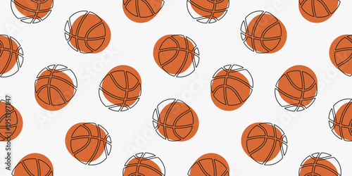 basketball seamless pattern illustration. basketball sport vector illustration.hand-drawn basketball illustration