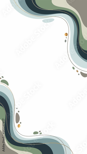 Abstract Wavy Lines with Green and Gray.