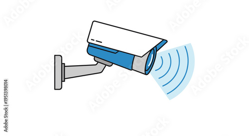 Security camera with blue details.