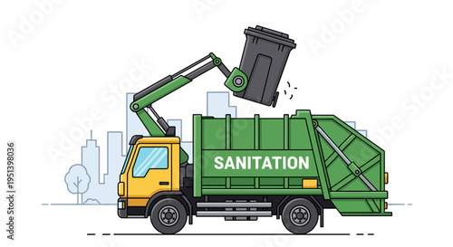 Sanitation truck collecting garbage waste.