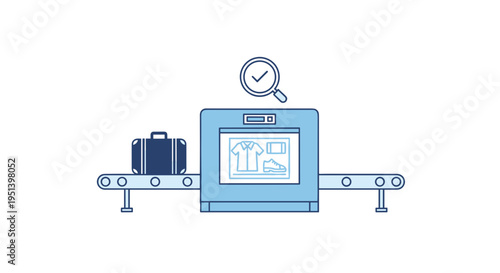 X ray machine scanning luggage.