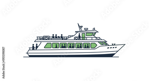 Large White Luxury Cruise Boat Vessel.