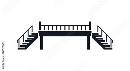 Staircase with railings and steps.