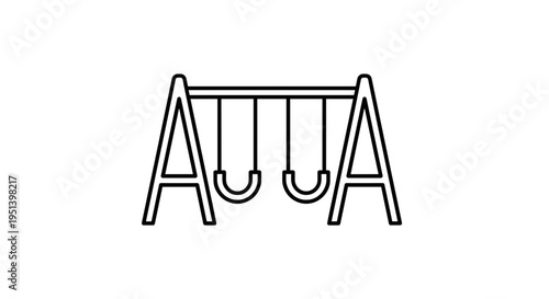 Black line art illustration swings.