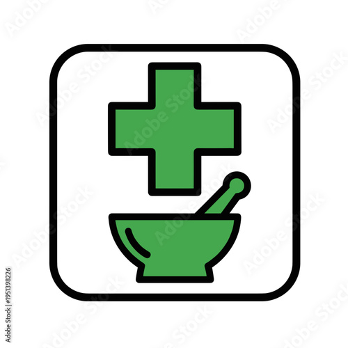 Green cross pharmacy medical symbol icon.