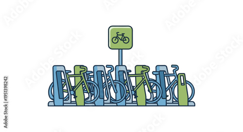 Bicycles parked in a row station.