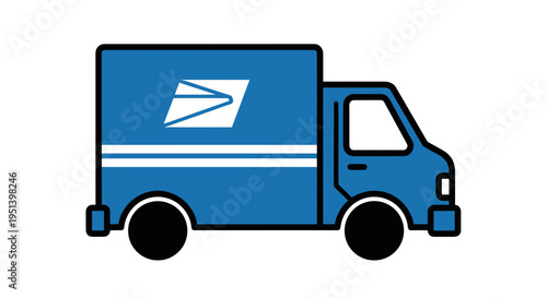 Blue Delivery Truck with White Logo.