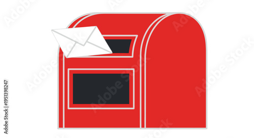 Red mailbox with white envelope.