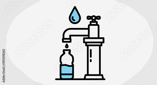 Water Faucet with a Bottle.