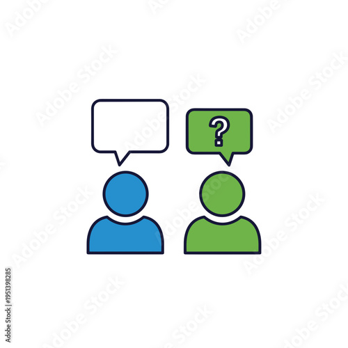 Two people icons with speech bubbles.