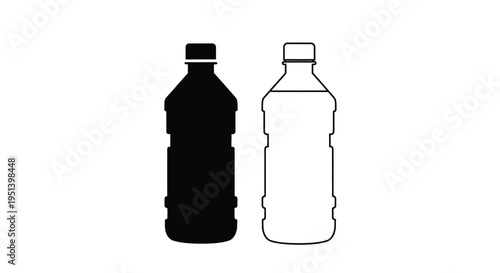 Two plastic water bottles one dark and one light in silhouette
