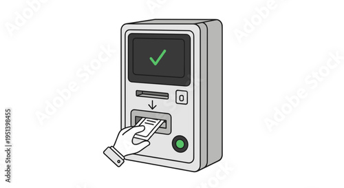 Hand inserting card into payment machine.