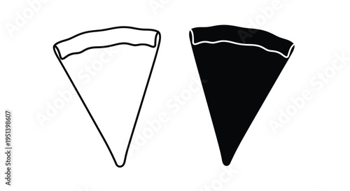 Two pizza slices one white and one black presented as a silhouette