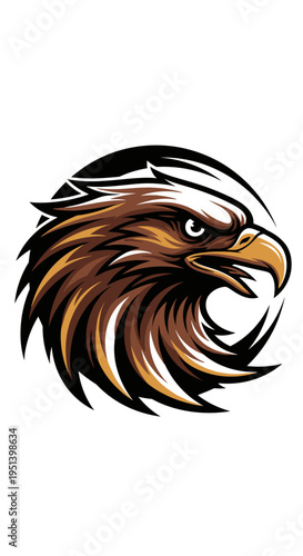 Brown Eagle Head Illustration Closeup Profile.