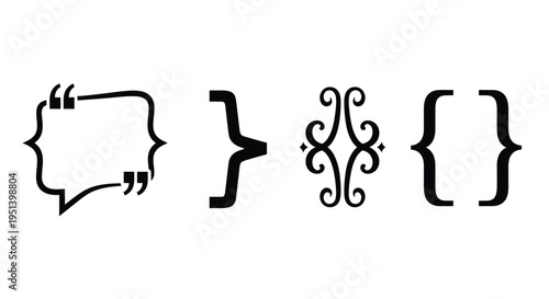 Foto Four decorative black speech bubble and bracket designs a silhouette