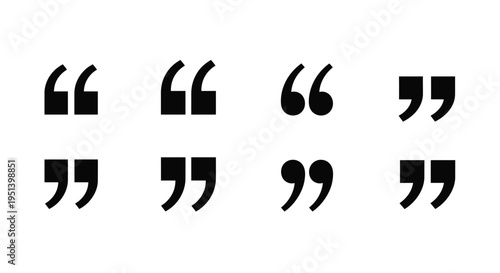 Arrangement of black quotation marks against a white background silhouette