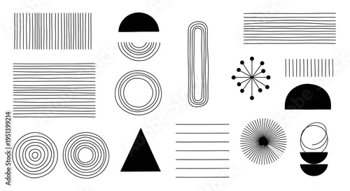 Numerous minimalist geometric forms utilize radiating concentric lines.