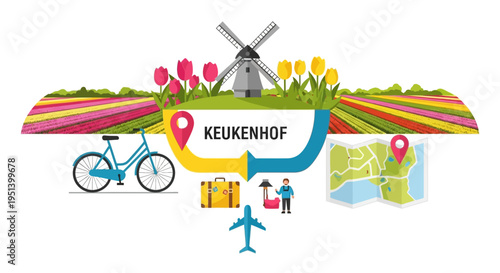 Keukenhof Brand Logo Centerpiece With Floral Typography. Vector Illustrations. EPS Editable
