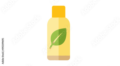 Natural leaf emblem yellow bottle isolated on white background. Vector Illustrations. EPS Editable