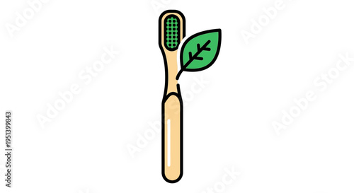 Toothbrush with leaf sprout eco friendly concept. Vector Illustrations. EPS Editable