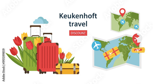 Travel Planning and Departure Concept with Luggage. Vector Illustrations. EPS Editable