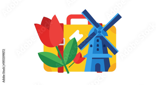 Tulip Flower Close Up With Bright Colors. Vector Illustrations. EPS Editable