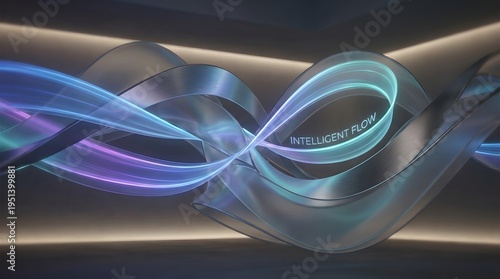 Abstract futuristic digital visualization of intelligent flowing light streams