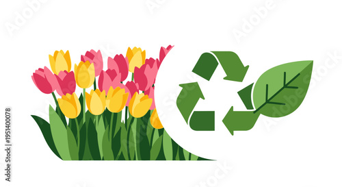 Vibrant tulips in bloom showcasing natural beauty. Vector Illustrations. EPS Editable