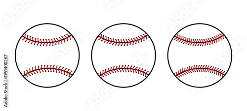 Classic baseball with red stitching and detailed lace seams. Perfect softball icon for sports team logos, athletic equipment graphics, and game day designs.