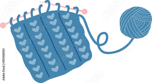 Knitting Needles And Yarn Illustration