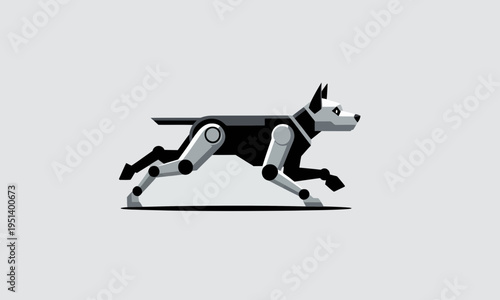 Robot Dog Running Minimalist Vector Illustration