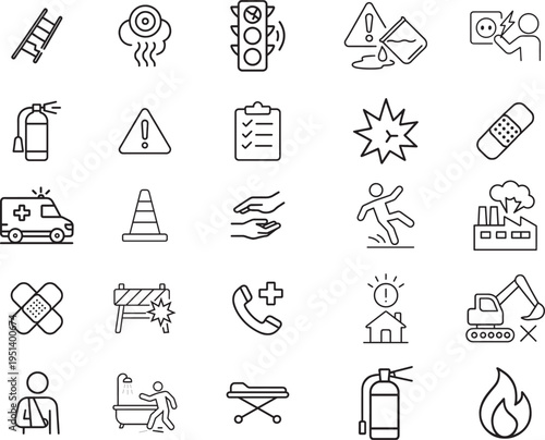safety vector icon set